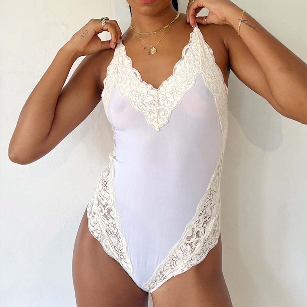 FREE PEOPLE x HAH Back Off Bodysuit In Blanc